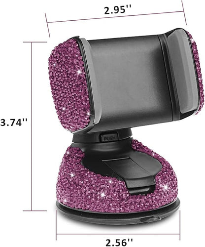 eing Car Phone Mount Cell Phone Holder with One More Air Vent Base,Bling Crystal Universal Phone Mount Holder Cradle for Dashboard,Windshield and Air Vent,Purple