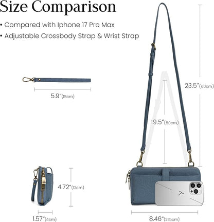 befen Leather Wristlet Wallet for Women Cell Phone Purse with Built in Wallet Vintage Leather Crossdody Bag Clutch Purse