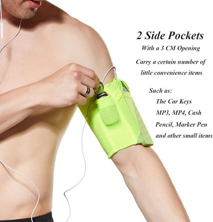 Cell Phone Armband for Running, Universal Sports Armband for iPhone X 8/7/6/6S Plus, Samsung Galaxy S9/S8/S7/S6 Phone Arm Holder with Keys Pocket for Gym Workouts Exercise or Running, Green,L