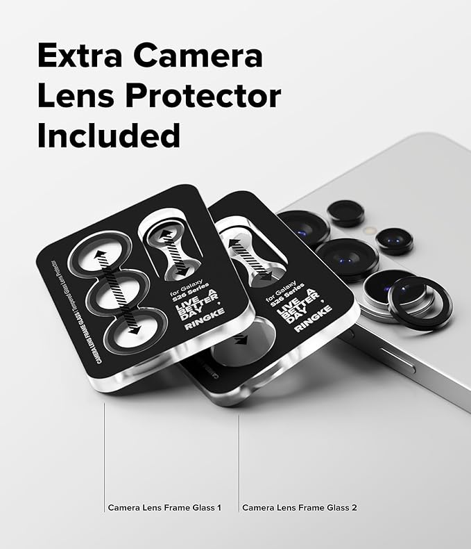 Ringke Camera Lens Frame Glass for Samsung Galaxy S26 Ultra Camera Lens Protector [Individual Lens Covers] Tempered Glass Covers and Aluminum Alloy Frames - 2 Pack
