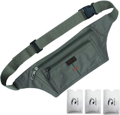 Naoki Outdoor Sports Running Jogging Cycling Hiking Camping Climbing Travel Ultra-thin Waterproof Polyester Waist Pack/Bag Runner Belt(Army Green)