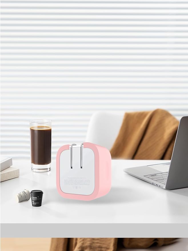 Case for Apple 40W Charger, WUNIAK Soft Silicone Protective Portable Scratch Shock Resistant Shell,Pink