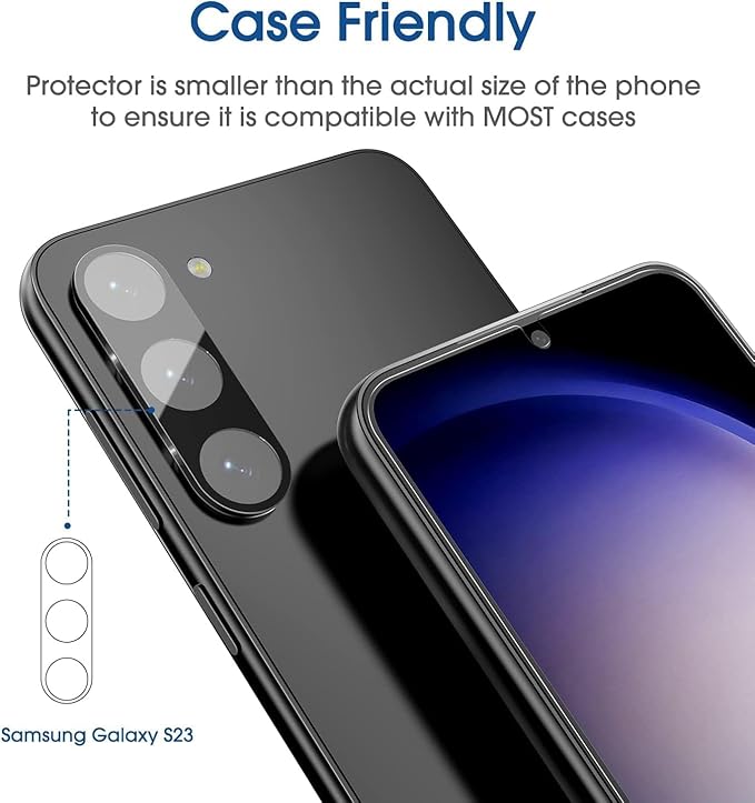 amFilm Auto-Alignment OneTouch for Samsung Galaxy S23 6.1" Screen Protector + Camera Lens Protector, Tempered Glass, 30 Seconds Installation, Bubble Free, Case Friendly, Anti-Scratch [2+2 Pack]