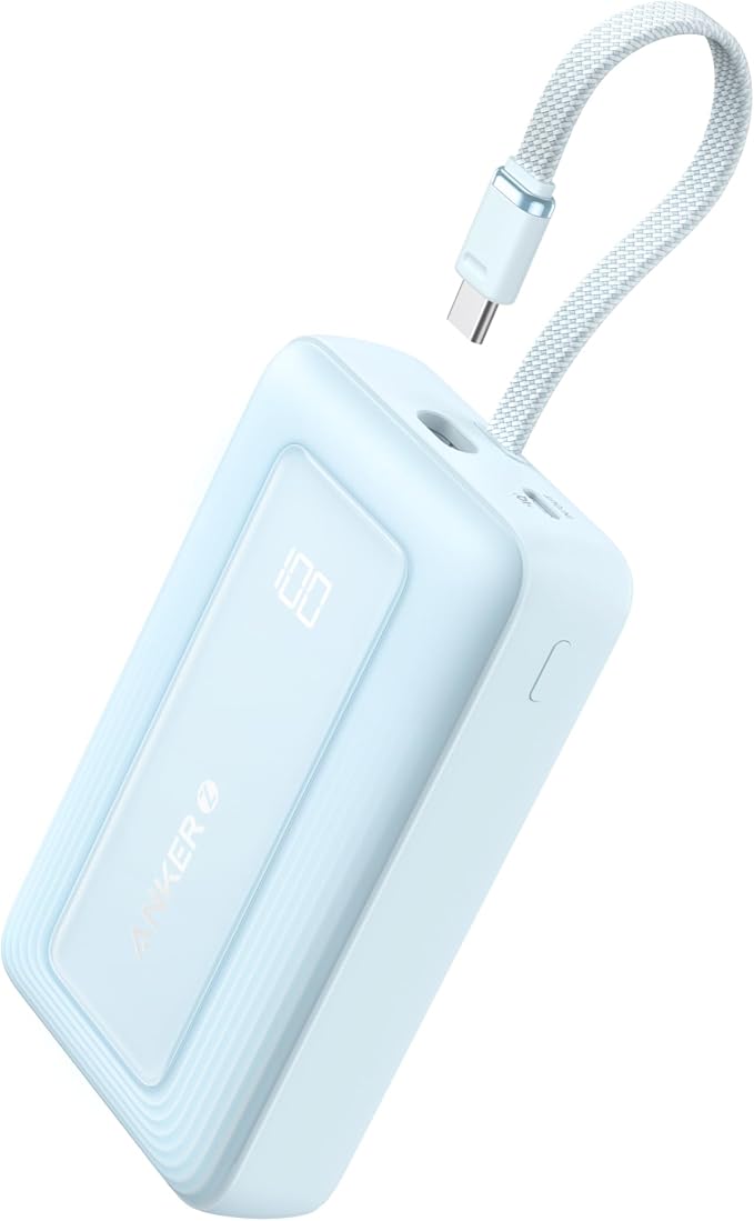 Anker Zolo Power Bank (2025 Upgraded Version), 20,000mAh 30W High-Speed Portable Charger with Built-in USB-C Cable, Battery Pack for iPhone 17/16 / 15 Series, Galaxy, and More