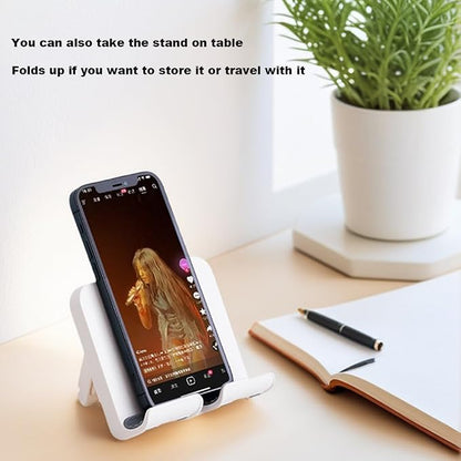 Shower Phone Holder, Wall Mount Cellphone Stand with 3pcs Adhesive Pads, Adjustable & Portable Mirror Smartphone Wall Holder, Desktop Phone Mount Stand for Bathroom Bedroom Kitchen or Dorm
