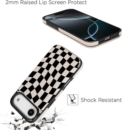 uCOLOR for iPhone 17 Air Wallet Case with Card Holder PU Leather RFID Blocking Design iPhone Air flip case for Women Men Magnetic Clasp Kickstand Design 6.5 inch (Dune Mirage Checkboard)