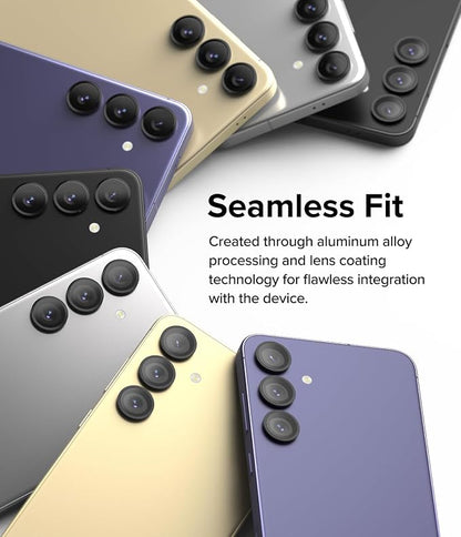Ringke Camera Lens Frame Glass Compatible with Samsung Galaxy S24 Camera Lens Protector 5G, Glass Covers and Aluminum Alloy Frames - Black