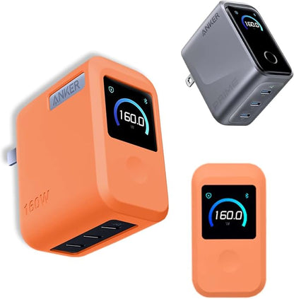 Case for Anker Prime Charger 160W,NOUKAJU Silicone Protective Case,Drop-Proof,Scratch-Proof,Shock-Proof,Dust-Proof,Protective Cover for Anker Prime 160W Charger(Orange)