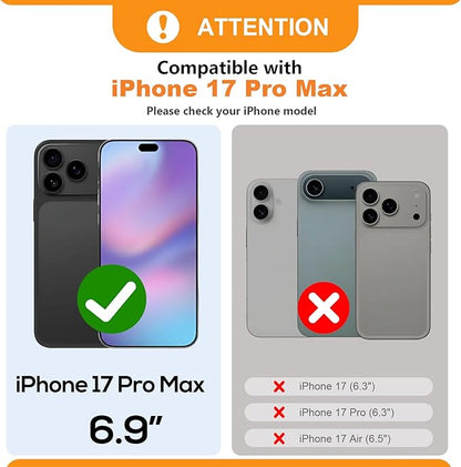 Bocasal Crossbody Wallet Case for iPhone 17 Pro Max, RFID Blocking Leather Purse Case with Card Holder, Protective Handbag Flip Cover with Zipper Wrist Strap Lanyard for Women 5G 6.9 Inch (Black)