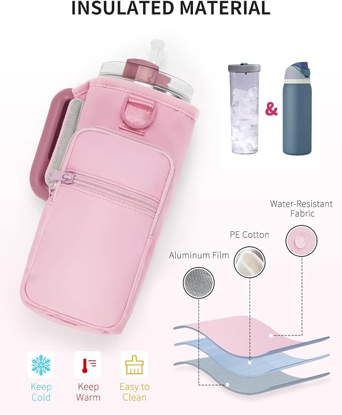 sportsnew Magnetic Gym Bag for Women Men, Water Bottle Carrier Holder with Strap & Phone Pockets for 40oz Tumbler with Handle, 4 Built-in Magnets Small Gym Bag for Sports, Workout, Fitness, Walking