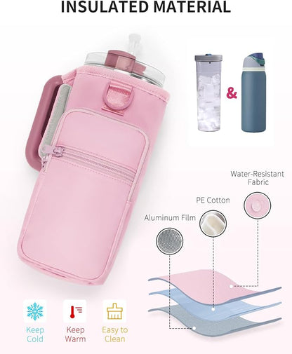 sportsnew Magnetic Gym Bag for Women Men, Water Bottle Carrier Holder with Strap & Phone Pockets for 40oz Tumbler with Handle, 4 Built-in Magnets Small Gym Bag for Sports, Workout, Fitness, Walking