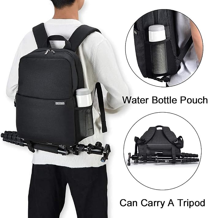 CADeN Camera Backpack Bag with 15.6 Inches Laptop Compartment and Tripod Holders, Waterproof Camera Case for DSLR/SLR Mirrorless Camera Large Capacity, Camera Case Compatible for Canon Sony Nikon