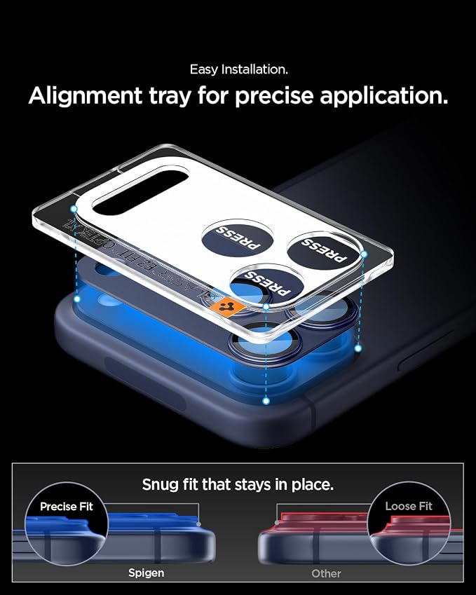 Spigen Camera Lens Screen Protector [GlasTR EZ Fit Optik Pro XL] Designed for iPhone 17 Pro Max [Case Friendly] - Deep Blue [1 Pack]