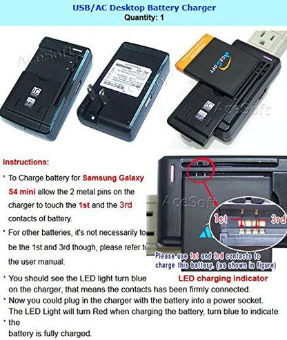 6400mAh Extended Double Layer Battery Universal Desktop Charger Black Back Door Cover Soft TPU Full Edge Protection Case Stylus Compatible with Samsung Galaxy S4 Mini I9190L Phone