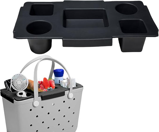 Top Cup Phone Holder Tray Storage Lid for Stanley Compatible with Bogg Bag XL Cover, Cup Organizer Holder Waterproof Silicone Multifunctional Storage Box for Outdoor Beath Camping Travel (Black, XL)