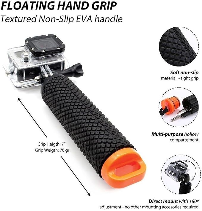 Handler Floating Hand Grip, Underwater Hand Stick Monopod Pole Compatible with DJI OSMO Action Cameras and Other Sports Camera, Blue