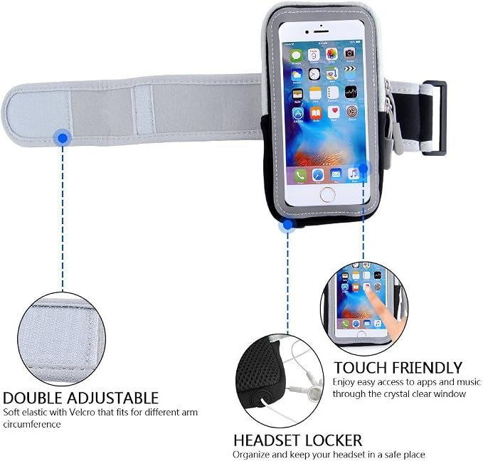 Armband Cell Phone Holder for iPhone 15 Plus, 11 12 13 14 Pro Max/Samsung Galaxy S23 Fe, S23 S22 S21 S20 S10 Plus, Note 20 10 9, A53 5G, A54 5G, A22 A32 A51 A52 / Pixel 8 7 6 7a 6a 5a 4a (Orange)