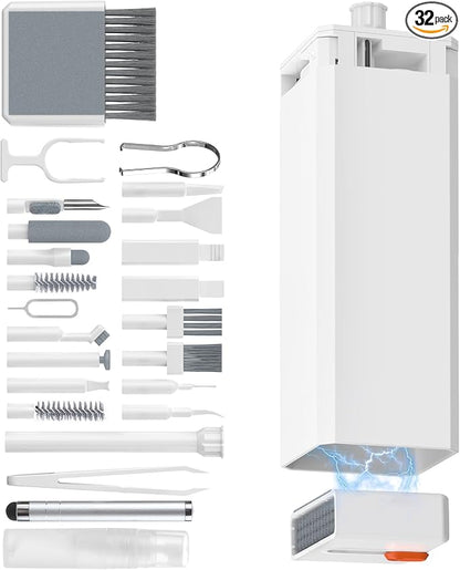 Keyboard Cleaning Kit Laptop Cleaner, All-in-1 Multi-Function Electronic Cleaner Kit, Screen Spray Cleaning Brush Tool PC Accessories for iPhone iPad MacBook Earbud Camera Monitor Computer (White)