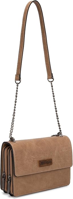 Wrangler Flap Crossbody Purse for Women Shoulder Bag Vintage Wallets with Chain Strap