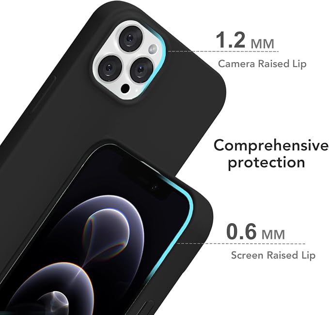 for iPhone 12/12 Pro Case Silicone Compatible with Magsafe Case, Ultra Slim Thin Magnetic Phone Cases Mag Safe, Cute Soft Rubber Gel TPU Matte Plain Wireless Charging Cover for Women, Black
