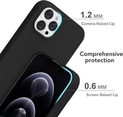 for iPhone 12/12 Pro Case Silicone Compatible with Magsafe Case, Ultra Slim Thin Magnetic Phone Cases Mag Safe, Cute Soft Rubber Gel TPU Matte Plain Wireless Charging Cover for Women, Black