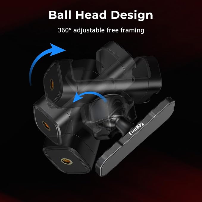 SMALLRIG Magnetic Phone Holder for Gym, Alloy Base with 360° Ball Head, Universal Phone Clamp Mount Suitable for iPhone 17/16/15/14/13/12 Series & Android Phones, Attach to Metal Surfaces-5582