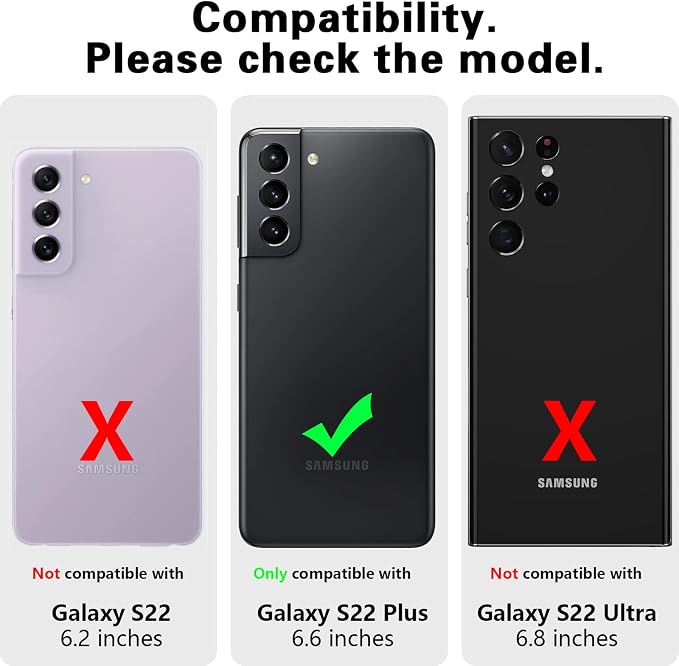 for Samsung Galaxy S22+Plus Case Waterproof,S22+Plus Case with Built-in Screen Protector,Full Body Shockproof Heavy Duty Protective Case for Samsung S22 Plus Black/Clear