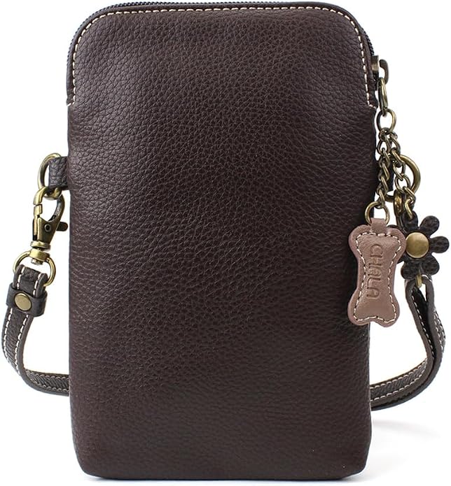 CHALA Dog Collection Cell Phone Crossbody Purse-Women PU Leather/Canvas Multicolor Handbag with Adjustable Strap