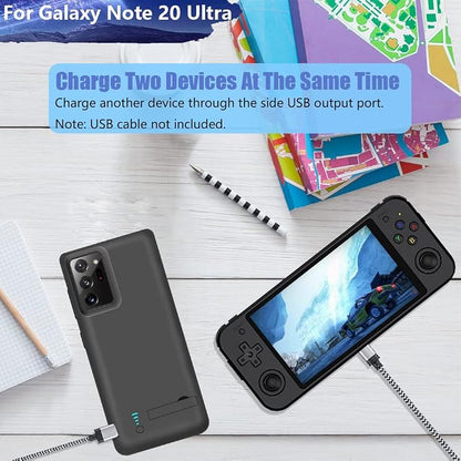 Battery Case for Samsung Galaxy Note 20 Ultra 5G, 6000mAh Rechargeable Extended Battery Charging Charger Case, Add 100% Extra Juice, Not Compatible with Galaxy S20 Ultra Black