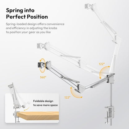 ULANZI TH04 Overhead Camera Mount with Magic Arm and 1/4" Ball Head, 360° Rotatable Camera Desk Mount, Desk Tripod with Uka Quick Release Setup for DSLR Cameras/Webcam/iPhone/Ring Light/Microphone