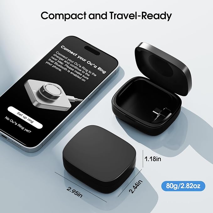 Charging Case Compatible with Ou-ra Ring Gen 4 & 3 Official Charger, Portable Wireless Charging Box with 1000mAh Capacity, Fits All Ring Sizes, 30-Day Runtime (Official Charger Not Included)