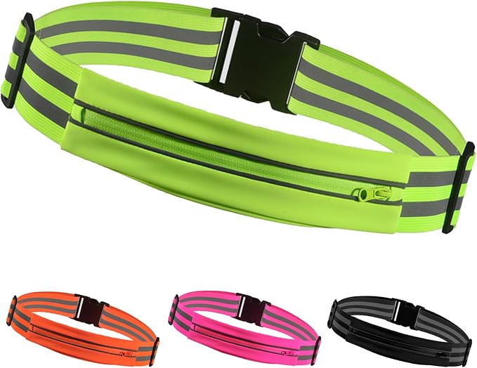 Running Belt Running Phone Belt for Women and Men Phone Holder Runners Pouch Waist Belt Reflective Runners Belt Money Belt Exercise Waist for Workout Jogging Running Gear Accessories (Green）