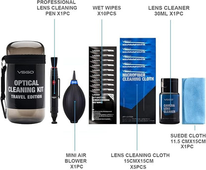 VSGO Professional Lens Cleaning Kit (DKL-15D) - Includes Lens Pen, Air Blower & Cleaning Fluid - Portable Dust Removal for Camera Lenses, Filters, Cell Phones and Electronics