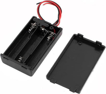 Aexit 6 Pcs Charger & Converters 3 x 1.5V AAA Battery Cell Case with Cover Black Plastic Battery Chargers Dual Cable