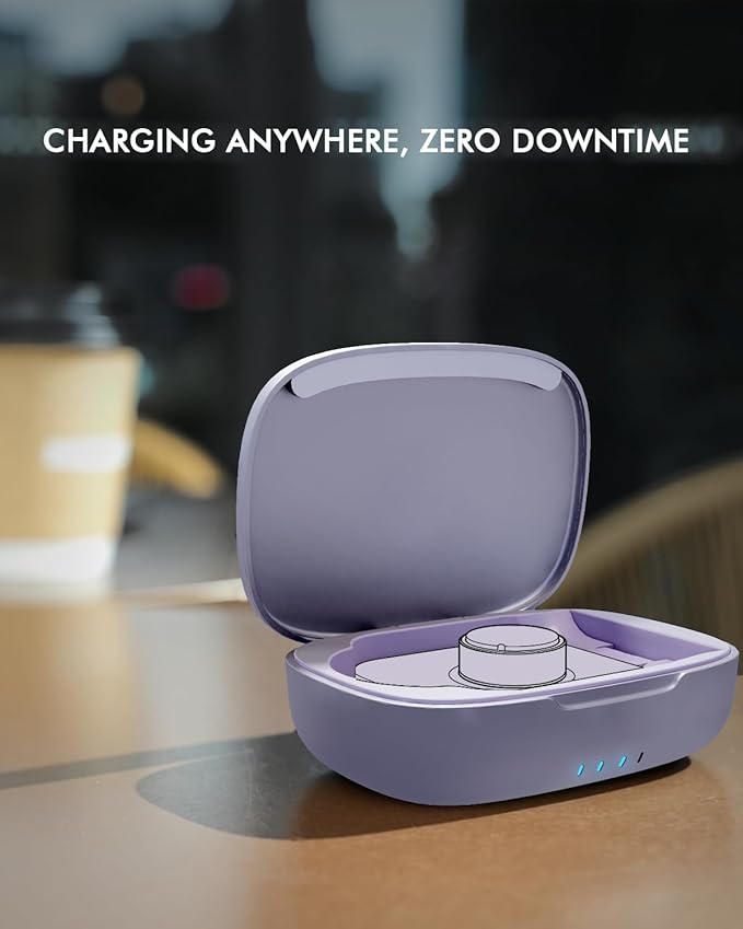 Doohoeek Updated Charging Case Compatible with Oura Ring 4 & 3 Charger, Wireless Power Station Fits Official Chargers & Fit All-Sized Rings Gen 4 & 3 1000mAh (Official Charger NOT Included), Purple