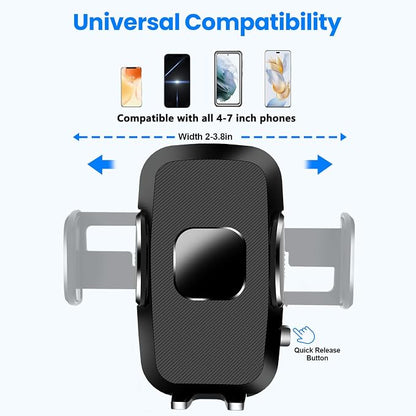 Car Phone Holder [2026 Updated Suction Cup] Long Arm 360°Rotation Phone Mount for Car Windshield Compatible with iPhone 17 Pro Max and Most Smartphones (Black)