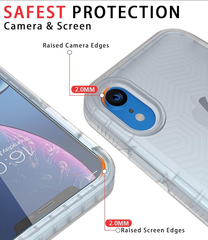 Diverbox for iPhone XR Case [Tempered Glass Screen Protector] [Shockproof] [Dropproof] Heavy Duty Protection Phone Case Cover for Apple iPhone XR Clear