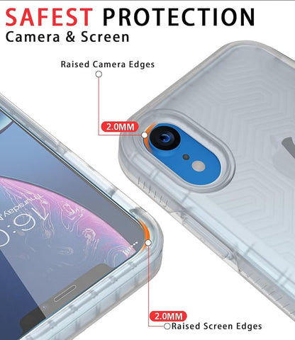 Diverbox for iPhone XR Case [Tempered Glass Screen Protector] [Shockproof] [Dropproof] Heavy Duty Protection Phone Case Cover for Apple iPhone XR Clear