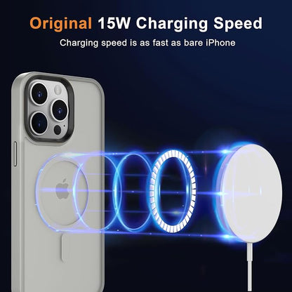 MOCCA Strong Magnetic for iPhone 14 Pro Max Case [Compatible with Magsafe] [10FT Military Grade Protective] Translucent Matte Slim Shockproof Case for iPhone 14 Pro Max 6.7"- Titanium Gray