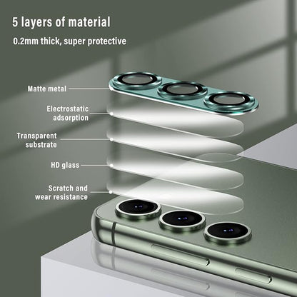 Korecase Camera Lens Protector for Samsung Galaxy S23 / S23 Plus Metal Tempered Glass Camera Cover Film, Rear Lens Case Friendly for Samsung Galaxy S23 / S23 Plus - Black