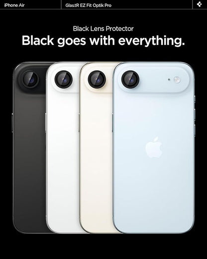 Spigen Camera Lens Screen Protector [GlasTR EZ Fit Optik Pro] Designed for iPhone Air [Case Friendly] - Black [2 Pack]