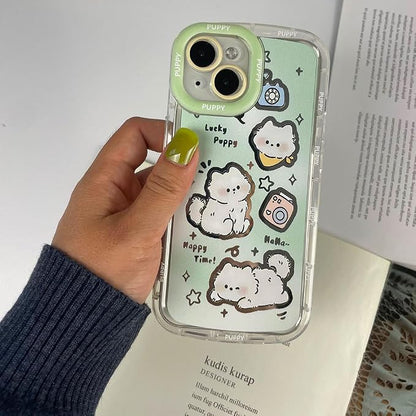 for iPhone 15 Case Animals Cartoon Pattern Soft TPU Protective Shockproof Aesthetic Phone Cover (Cat, for iPhone 15)