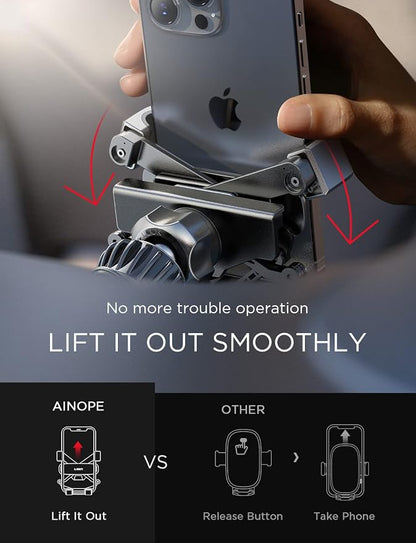 AINOPE Car Phone Holder Mount Vent 2025 Gravity Air Vent Phone Holders for Your Car for iPhone 16 Pro Max with Vent Clip Hand Free Cell Phone Car Mount Holder for iPhone 15 Plus Samsung Red