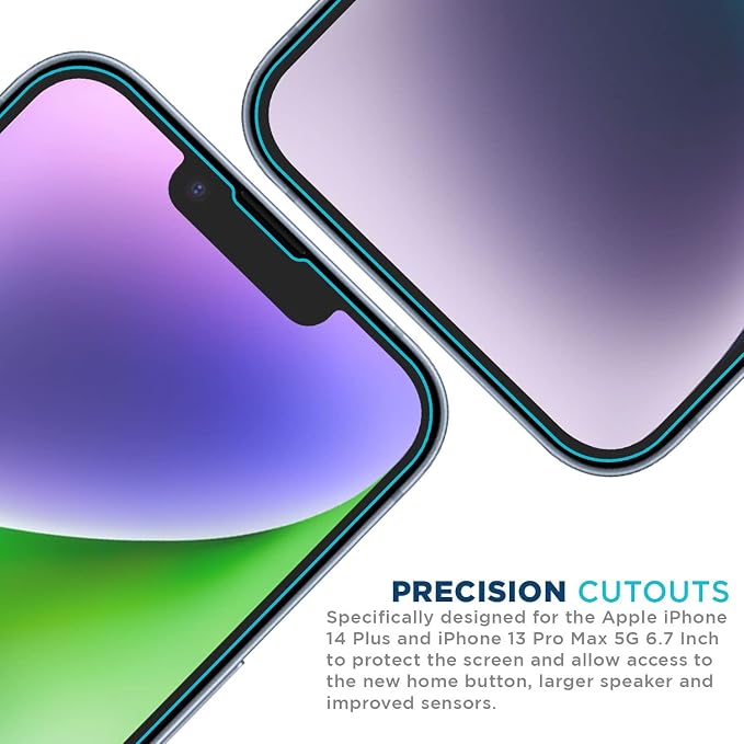 Tech Armor Ballistic Glass Screen Protector for iPhone 14 Plus and iPhone 13 Pro Max [6.7 Inch] Display 3 Pack Tempered Glass, Case Friendly