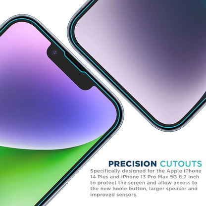 Tech Armor Ballistic Glass Screen Protector for iPhone 14 Plus and iPhone 13 Pro Max [6.7 Inch] Display 3 Pack Tempered Glass, Case Friendly