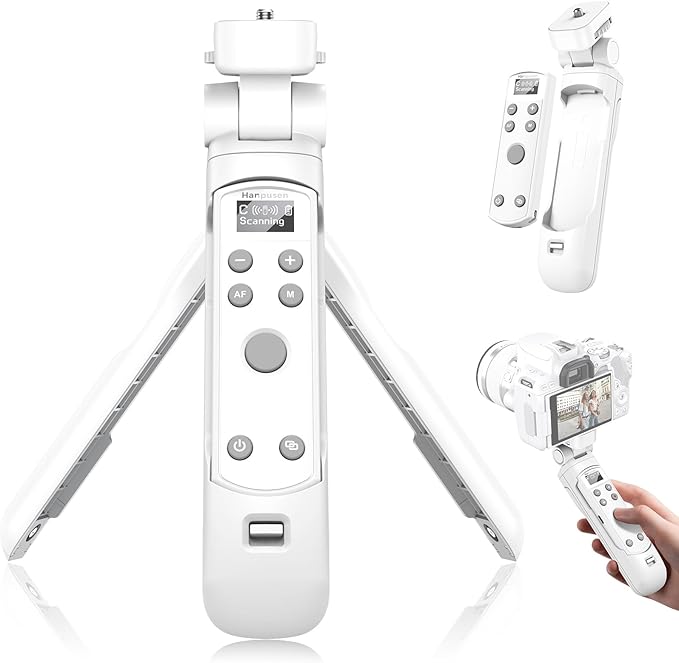 for Canon Tripod Wireless Shooting Grip with Shutter Release - Mini-Tripod with Rechargeable Remote Control for G7 X III/R50/R8/R5/R10/G5 X II/R100/M6 II/M200/M50/R50 V/6D II/SL2, for Vlogging, White