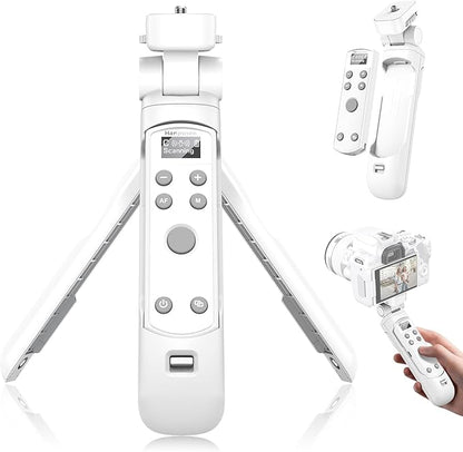 for Canon Tripod Wireless Shooting Grip with Shutter Release - Mini-Tripod with Rechargeable Remote Control for G7 X III/R50/R8/R5/R10/G5 X II/R100/M6 II/M200/M50/R50 V/6D II/SL2, for Vlogging, White