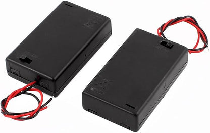 Aexit 6 Pcs Charger & Converters 3 x 1.5V AAA Battery Cell Case with Cover Black Plastic Battery Chargers Dual Cable