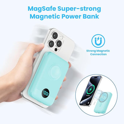 Magnetic Portable Charger 10800mAh,4-in-1 Wireless Power Bank with iWatch Charger, QC4.0+20W PD Fast Charging USB C Battery Pack with LCD Display for Magsafe,iPhone 17/16/15/14/13/12 Series,Green