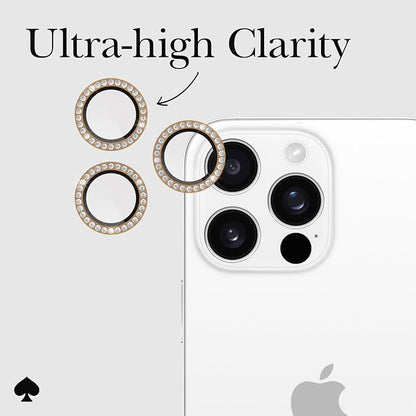 kate spade new york iPhone 16 Pro Max/iPhone 16 Pro Camera Lens Protector with Aluminum Ring - Set in Stone Gold